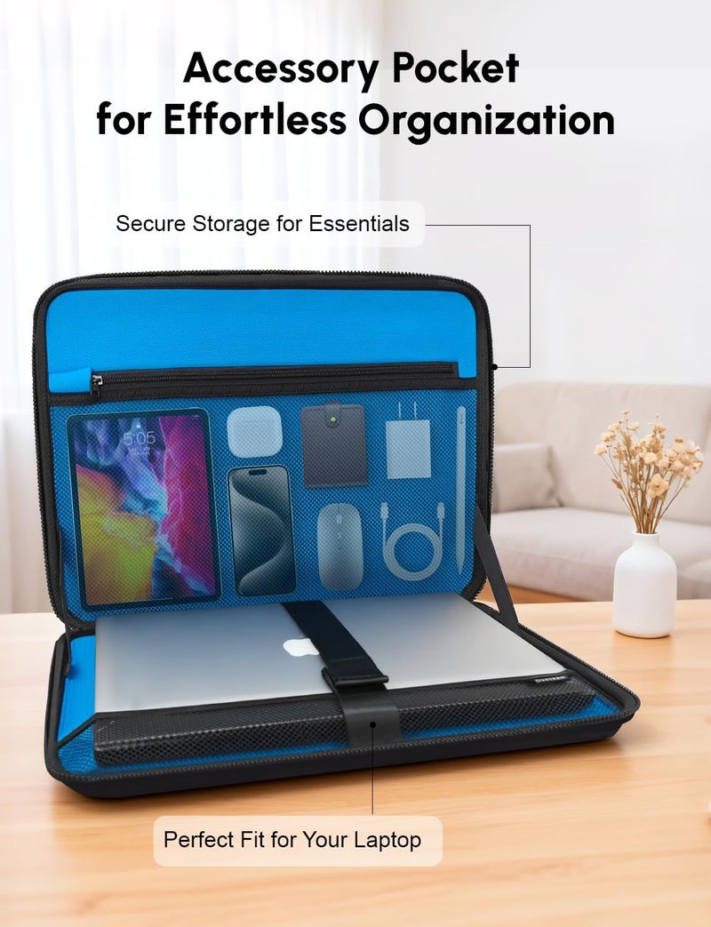 DOMISO 15.6 inch Laptop Sleeve Shoulder Bag Shockproof Computer Bag Waterproof EVA Protective Carrying Case for 15.6" Lenovo Yoga 720 IdeaPad 310 320 ThinkPad T570/Dell Inspiron 15/HP Envy 15, Black - Image 3